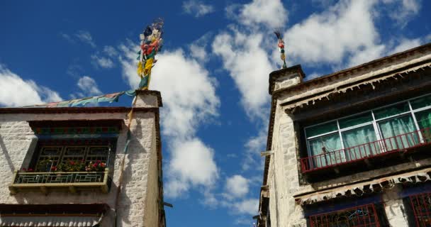 4k famoso edificio de la calle Barkhor en lhasa, Tíbet . — Vídeos de Stock