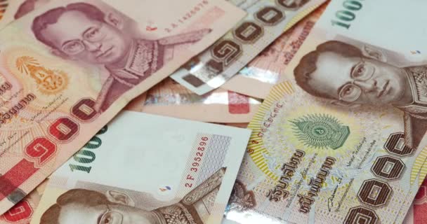 Dinero Baht giratorio de 4k . — Vídeo de stock