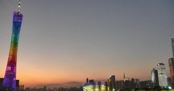 4k GuangZhou,China-Feb 26 2019:Silhouette of Guangzhou downtown canton tower. — 비디오