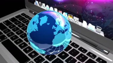 4 k 3B Döndürme dünya model dizüstü bilgisayar aygıtları bağlamak için Internet üzerinde.