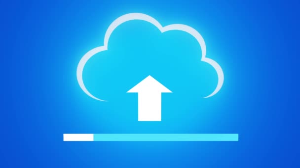4k, uppdatera informativa molnet, ladda upp framsteg, web tech bakgrund. — Stockvideo