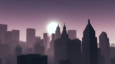 4k, timelapse günbatımı, kentsel işletme binası ve gökdelenler, Newyork City sahne