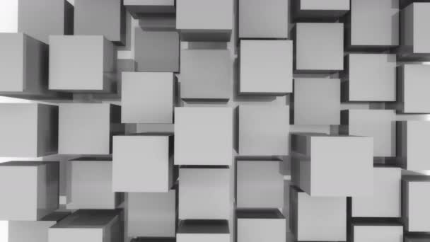 4k tech blockchain gegevens achtergrond, abstracte 3d witte kubussen animatie. — Stockvideo