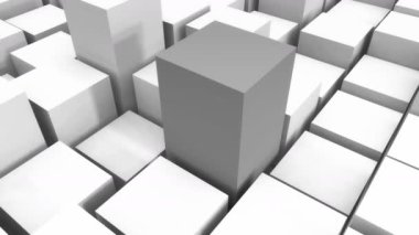 4k teknik blok zinciri veri arkaplanı, soyut 3d beyaz küp animasyonu.