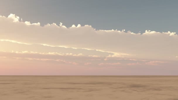 4k Gün Doğumu Gün Işığı Panoramik, vahşi çöl çöl kara bulutu doğa günbatımını. — Stok video