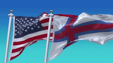 4k Amerika Birleşik Devletleri Usa ve Faroe Adaları Ulusal Bayrak Arkaplanı.