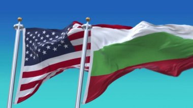 4k Amerika Birleşik Devletleri Usa ve Bulgaristan Ulusal bayrağı gökyüzünde.