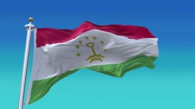 4k Tacikistan Ulusal bayrağı kırışıklıklar yavaş dalgalanan rüzgarlı arka plan.