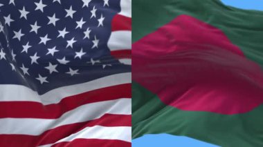 4k Amerika Birleşik Devletleri Usa ve Bangladeş Ulusal bayrak arka planı.