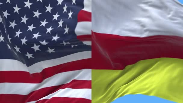 4k United States of America USA and South Ossetia National flag background. — Stock Video