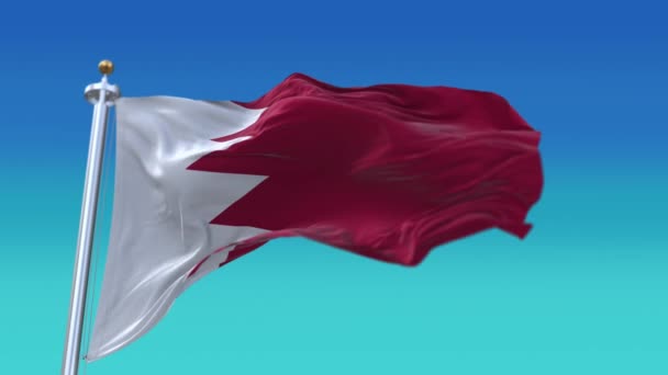 4k Bahrain National flag slow wrinkles seamless waving wind in sky background. — Stock Video