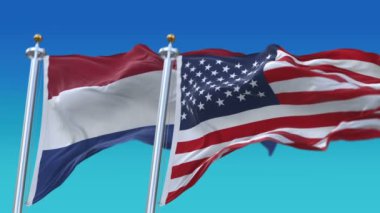 4k Kesintisiz Amerika Birleşik Devletleri ve Hollanda Bayrakları arka plan, Amerika Nl.