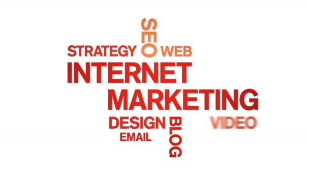 4k Internet Marketing animado Tag Word Cloud, Animação de Design de Texto. — Vídeo de Stock