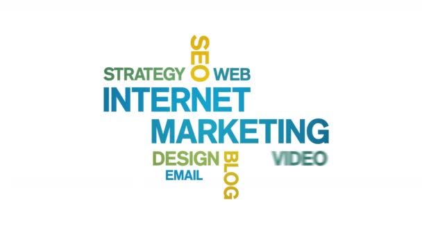 4k Internet Marketing Animé Tag Word Cloud, Animation de conception de texte.