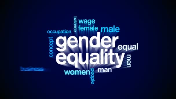 4k Igualdad de Género Etiqueta Animada Nube de palabras, Animación de diseño de texto. — Vídeos de Stock