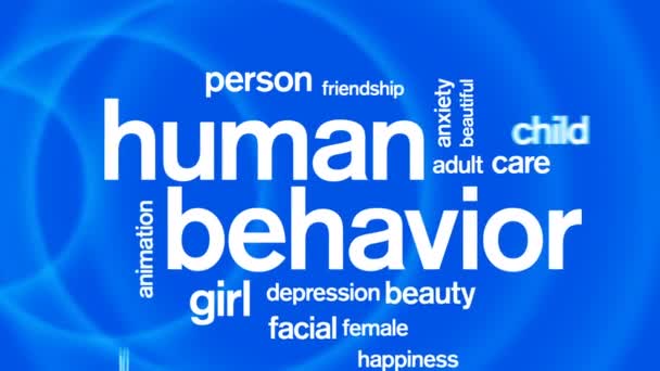 Comportement humain Animé Tag Word Cloud, Animation de conception de texte.