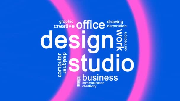 Design Studio Animovaný Word Cloud, Animace návrhu textu. — Stock video