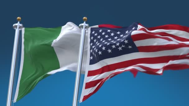 4k nahtlose vereinigte staaten von amerika und italien flaggen hintergrund, usa ita. — Stockvideo