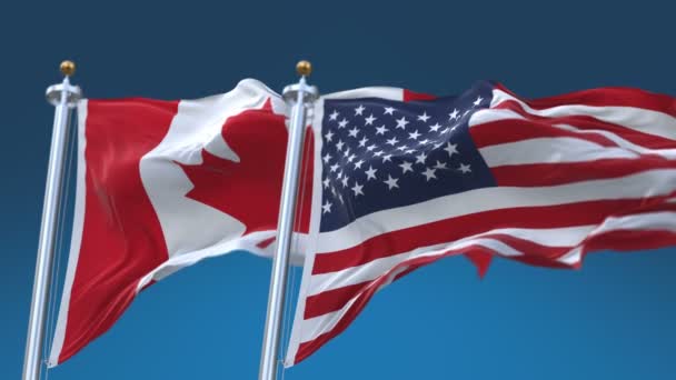 4K χωρίς ραφές Ηνωμένες Πολιτείες της Αμερικής και του Καναδά σημαίες φόντο, Ηνωμένες Πολιτείες μπορεί να CA. — Αρχείο Βίντεο