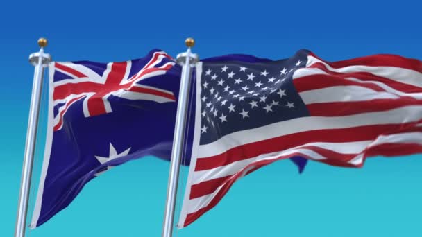 4k Seamless Stany Zjednoczone Ameryki i Australia Flagi tle, Usa Aus Au. — Wideo stockowe