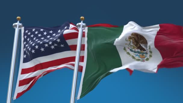 4k Inconsútil Estados Unidos de América y México Banderas de fondo, EE.UU. MEX . — Vídeos de Stock