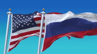 4k Kesintisiz Amerika Birleşik Devletleri ve Rusya Bayrakları arka plan, Usa Rus.