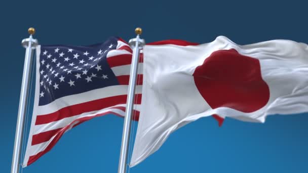 4k Kesintisiz Amerika Birleşik Devletleri ve Japonya Bayraklar arka plan, Usa Jp. — Stok video