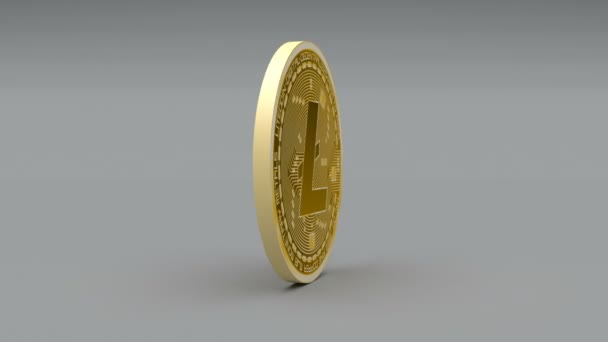 4 k Litecoin sikke Ltc kripto para birimi Logo 3d döndürme Finans Para iş. — Stok video