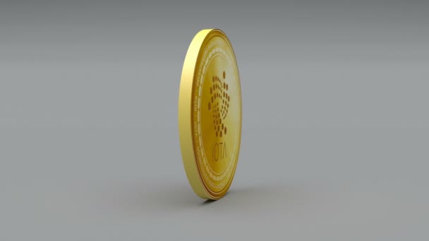 4 k Γιώτα κέρμα λογότυπο νόμισμα Crypto Iot 3d περιστροφή οικονομικών νομισματικών επιχειρηματικό. — Αρχείο Βίντεο