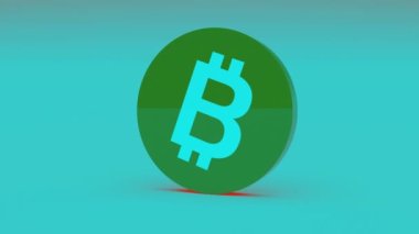 4k Bitcoin kripto para birimi Logo 3d btc para finans iş animasyon döner.