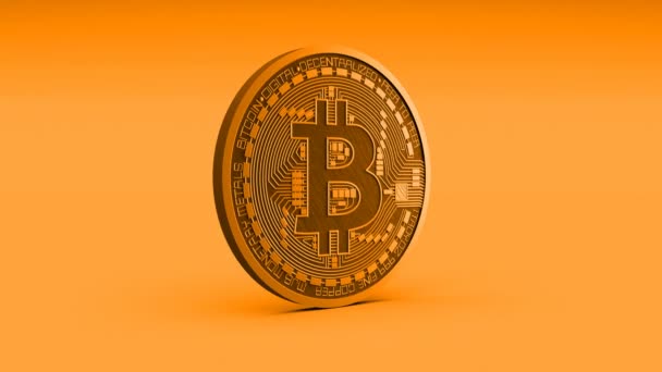 4k Bitcoin Crypto Валюта Логотип 3D обертається btc монета фінанси бізнес анімація . — стокове відео