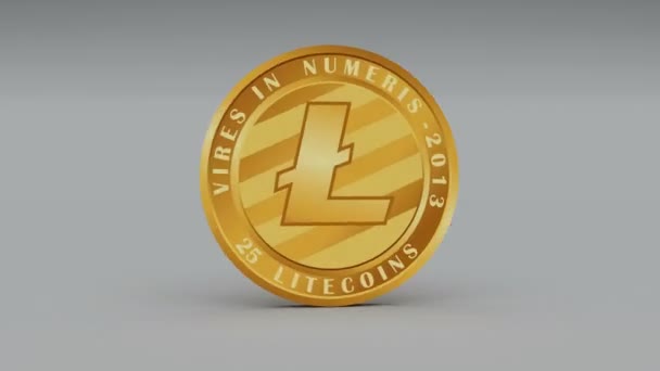 4k Litecoin moneda LTC Crypto Moneda Logotipo 3D rotar finanzas negocio monetario . — Vídeo de stock