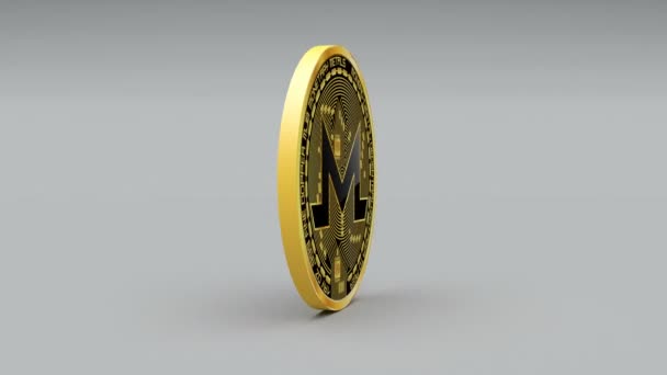 Moeda de 4k Monero XMR Crypto Moeda Logo 3D girar finanças negócio monetário . — Vídeo de Stock