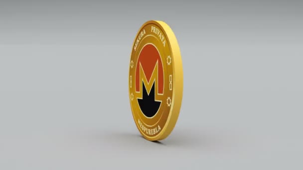 4k monero coin xmr kryptowährung logo 3d drehen finanzierung monetäre geschäft. — Stockvideo