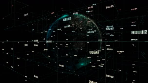 4k Globo de dados digitais de negócios, rede de dados científicos em torno do planeta Terra — Vídeo de Stock