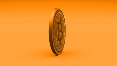 4k Bitcoin kripto para birimi Logo 3d btc para finans iş animasyon döner.