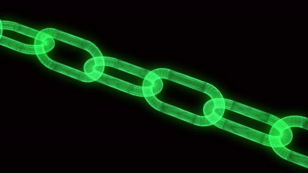 Boucle de chaîne de grille verte 4k, mouvement de chaîne en acier inoxydable, chaîne de bloc . — Video