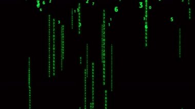 4k The Matrix style number,array of number,tech data background,Green version.