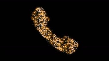 4k elektronlar hareketli futuristik bir devre kartı şeklinde telefon simgesi.