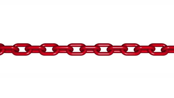 4 k animasyon zincirinin kırmızı araba boya malzeme metal, paslanmaz çelik zincir moveme — Stok video