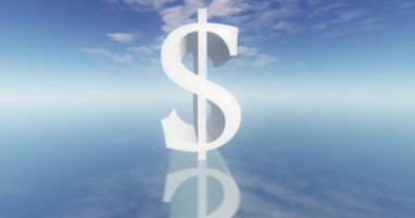 4k beyaz dolar sembolü ayna zeminine yansıyor.