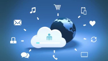 4k, bilgilendirici bulut güncelleştirmek, dünya döndürmek, ilerleme, web teknik adam upload