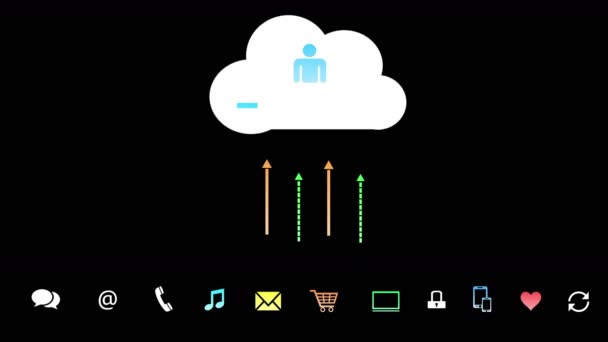4k, Aktualisierung der informativen Wolke, Upload und Herunterladen von Fortschritten, Web-Technologie. — Stockvideo
