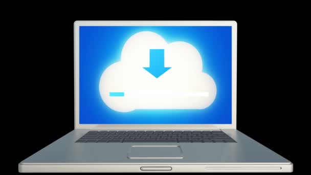 4k,Download the informative cloud on the laptop screen,loading progress. — Stock Video