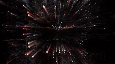 4k R harfi alfabe kelime etiketi bulutu, bilgisayar kodu parçacığı. Matrix ikili metin tasarımı animasyonu, sıfırdan bir basamağa, soyut teknoloji arkaplanı.