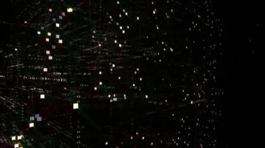 4k Yapay Zeka Animasyonu kelime yapay zeka etiketi bulutu, metin tasarımı animasyonu. Matrix biçimi ikili bilgisayar kodu şekilli metin tasarımı animasyonu, sıfırdan bir basamağa, soyut gelecek teknoloji arka planına geçiş.