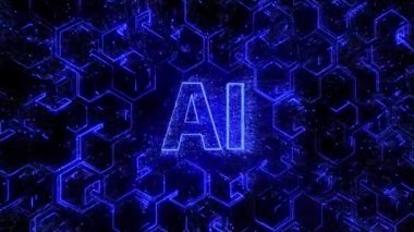 4k Yapay Zeka Beyin Devre Bulutu, ikili bilgisayar kodu. Matrix ikili metin tasarım animasyonu, sıfırdan bir basamağa, soyut teknoloji arkaplanı.