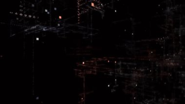 4k Blockchain AI Cpu işlemci Yapay Zeka devre bulutu, ikili bilgisayar kodu. Matrix ikili metin tasarımı animasyonu, sıfırdan bir basamağa, soyut teknoloji arkaplanı.