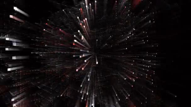 O文字アルファベットワードタグクラウド コンピュータコード粒子マトリックスバイナリテキストデザインアニメーション ゼロから1桁に変更 抽象技術の背景 — ストック動画