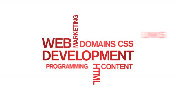 Web Development Animado Tag Word Cloud Animação Design Texto Tipografia — Vídeo de Stock